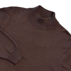Club Room Men's Size MEDIUM Brown 100% Merino Wool Mock Neck Sweater Long Sleeve